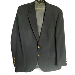 Baskin Barrister Tailored Mens Navy Blazer Sport Coat Gold Buttons USA Made 44 R